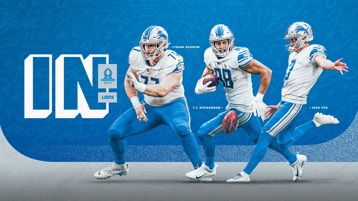 Congratulations to the #Lions' 3⃣ Pro Bowlers❗️

<a href="/KNARFWONGAR/">Frank Ragnow</a> 
<a href="/TheeHOCK8/">TJ Hockenson</a> 
<a href="/MrJackFox/">Jack Fox</a>