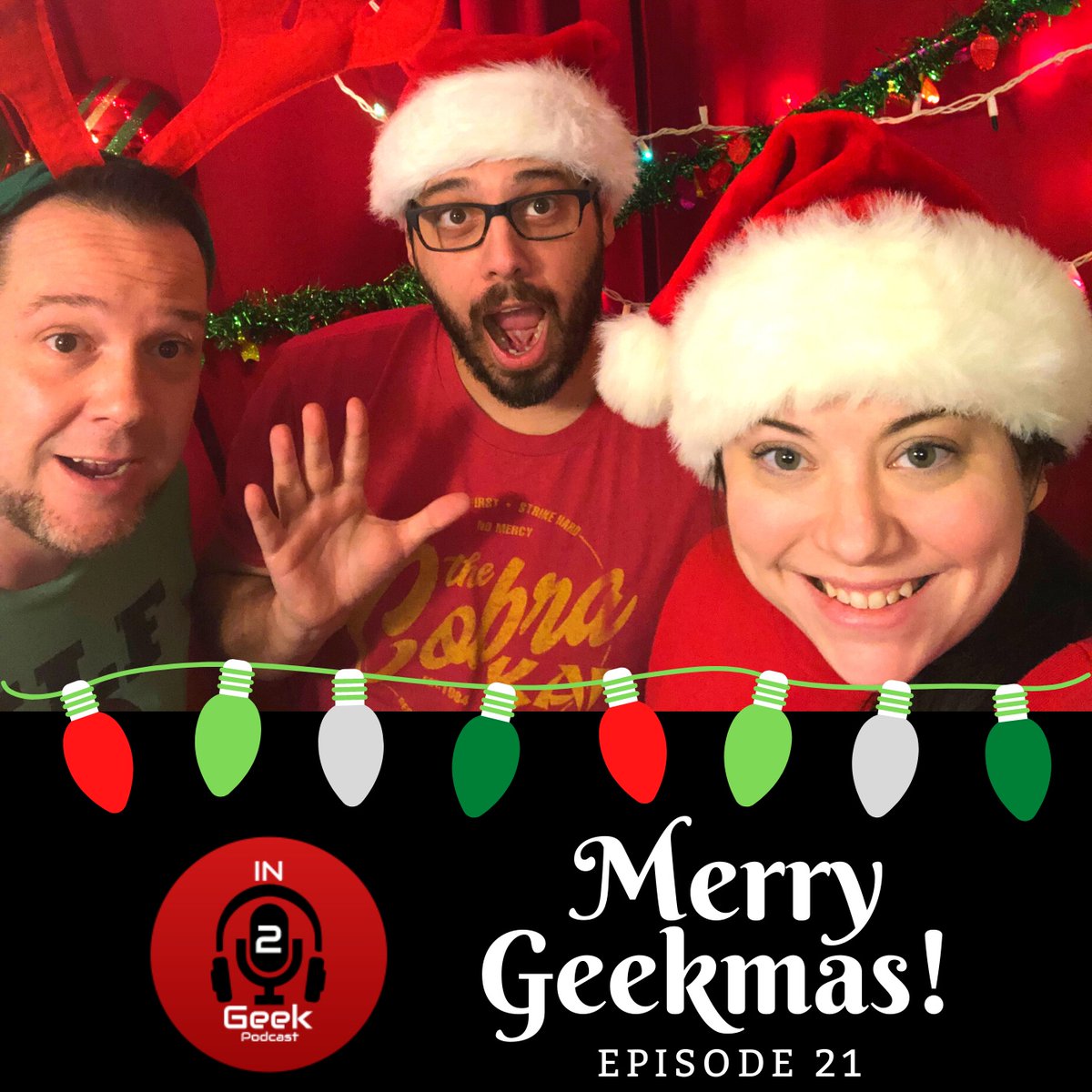 In2Geek's tweet photo. Itβs The #holidayseason and the Geeks are celebrating with our #favoritethings episode! Join us as we discuss our favorite gifts, favorite Christmas foods, favorite Christmas songs, and favorite Christmas movies! Follow the link in our bio to listen now and #merrygeekmas! https://t.co/jcAumUFJau