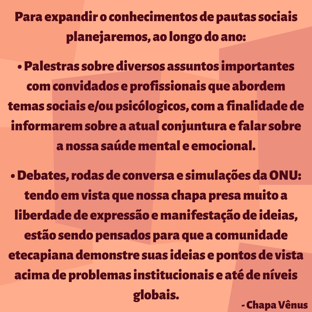 gremioetecap's tweet photo. Então diante desse problema, elaboramos essas propostas que têm como objetivo democratizar o conhecimento,  e dessa forma, abrir espaços para que haja a formação e discussão da opinião de todos.

#ExploreVenus https://t.co/i4m2vhMALH