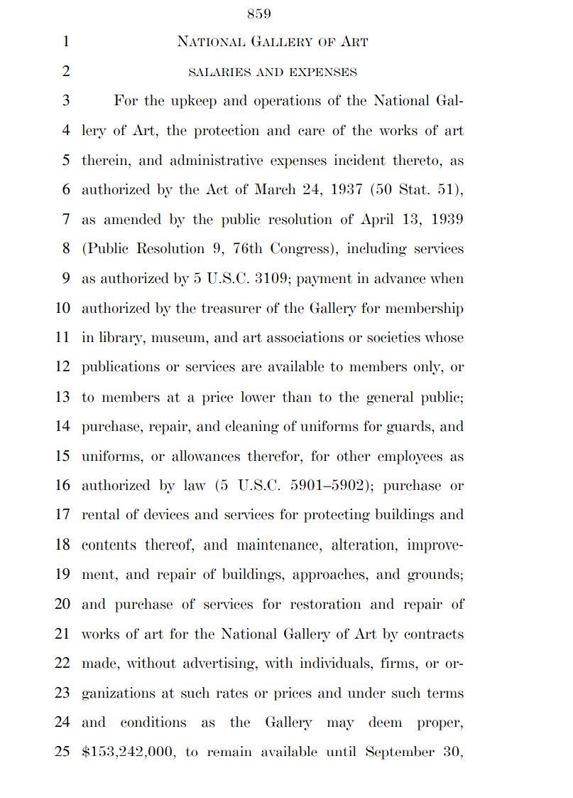 LOL $153,242,000 for National Gallery of Art salaries and expenses, another $23.2 mil for facilities. DC has absolutely no skin in the game, not an ounce.