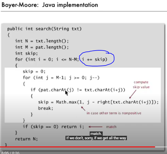 VictorLegros's tweet image. Whoa... Mind blown. For loops with variable steps? (Boyer-Moore #algorithm for #substring #search in #java from #sedgewick lectures)