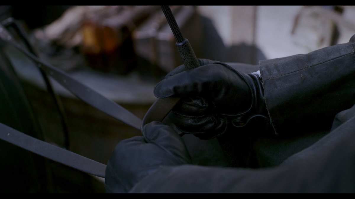 A carriage has come to deliver a wife back to her husband in  #Ammonite.The film cuts from horseshoes to blinkers to a man's gloved hand with a bridle. We see a wide shot of the horse against the wife. In returning home, is the wife reduced to being but a domesticated animal?