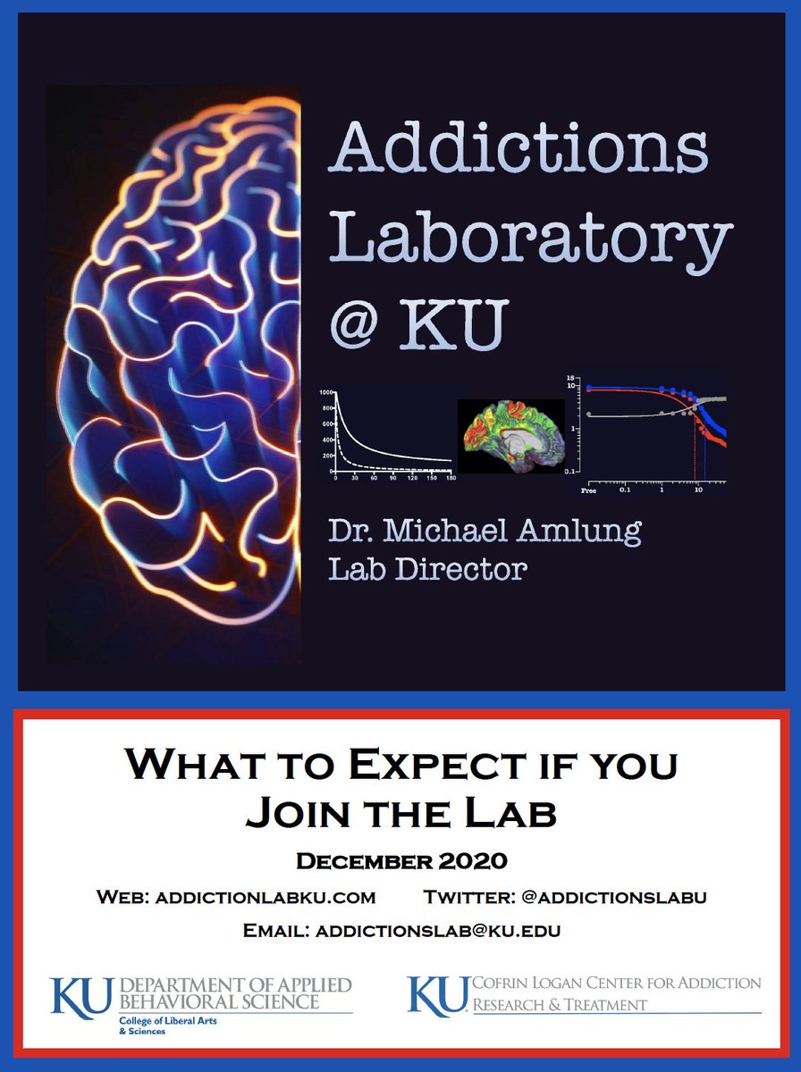 AddictionsLabKU's tweet image. Since we cannot do in-person interviews, we created a "What to Expect" guide for prospective graduate and undergraduate students who are considering joining our lab. A PDF copy is available from this Google Drive link: drive.google.com/file/d/15a-XRk…