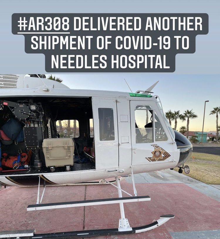 Sheriff’s Air Rescue 308 just delivered another batch of COVID vaccines to our outlying hospitals. Doing our part to help expedite the protection of our health care professionals.