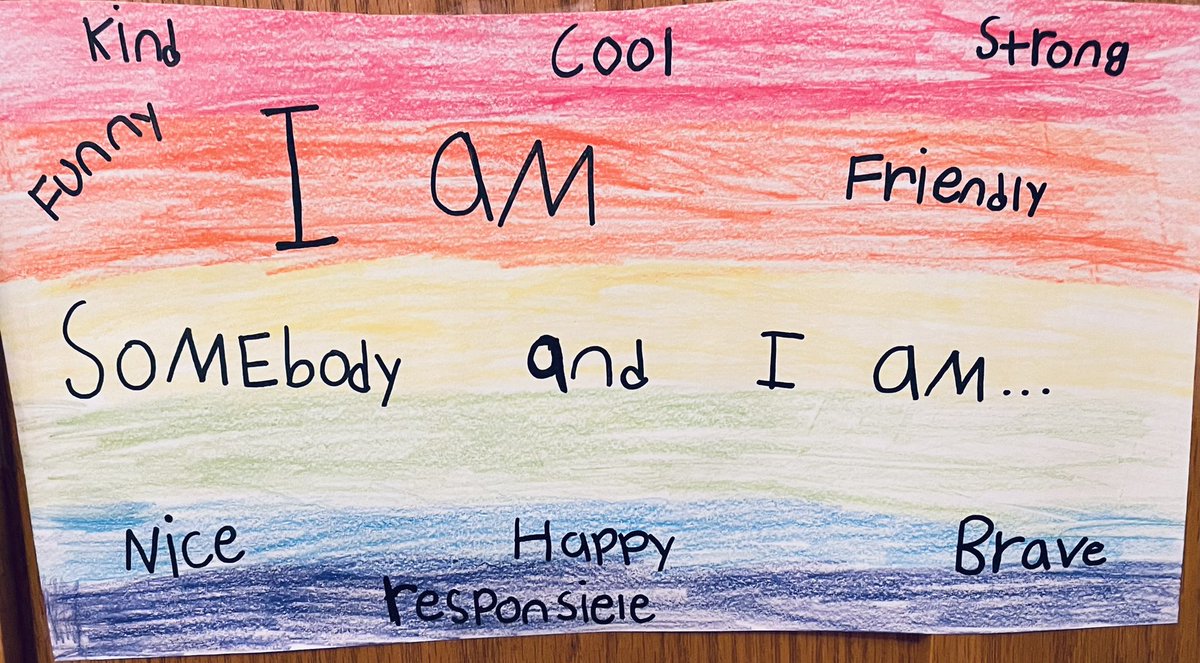 My 8 yr old made a new picture for her room. We could all use some words of self affirmation every now and then.  #iamsomebody @GageMr_D @dave942704 @howeheidijb #gagegators