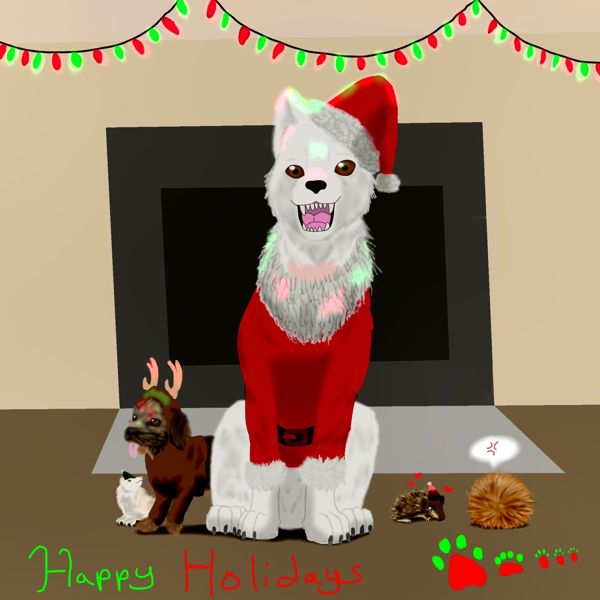 MightyCamurai's tweet photo. Happy Holidays from Merlin,Axel,Groot,Mocha and Morgana https://t.co/PR0VNXWuNr