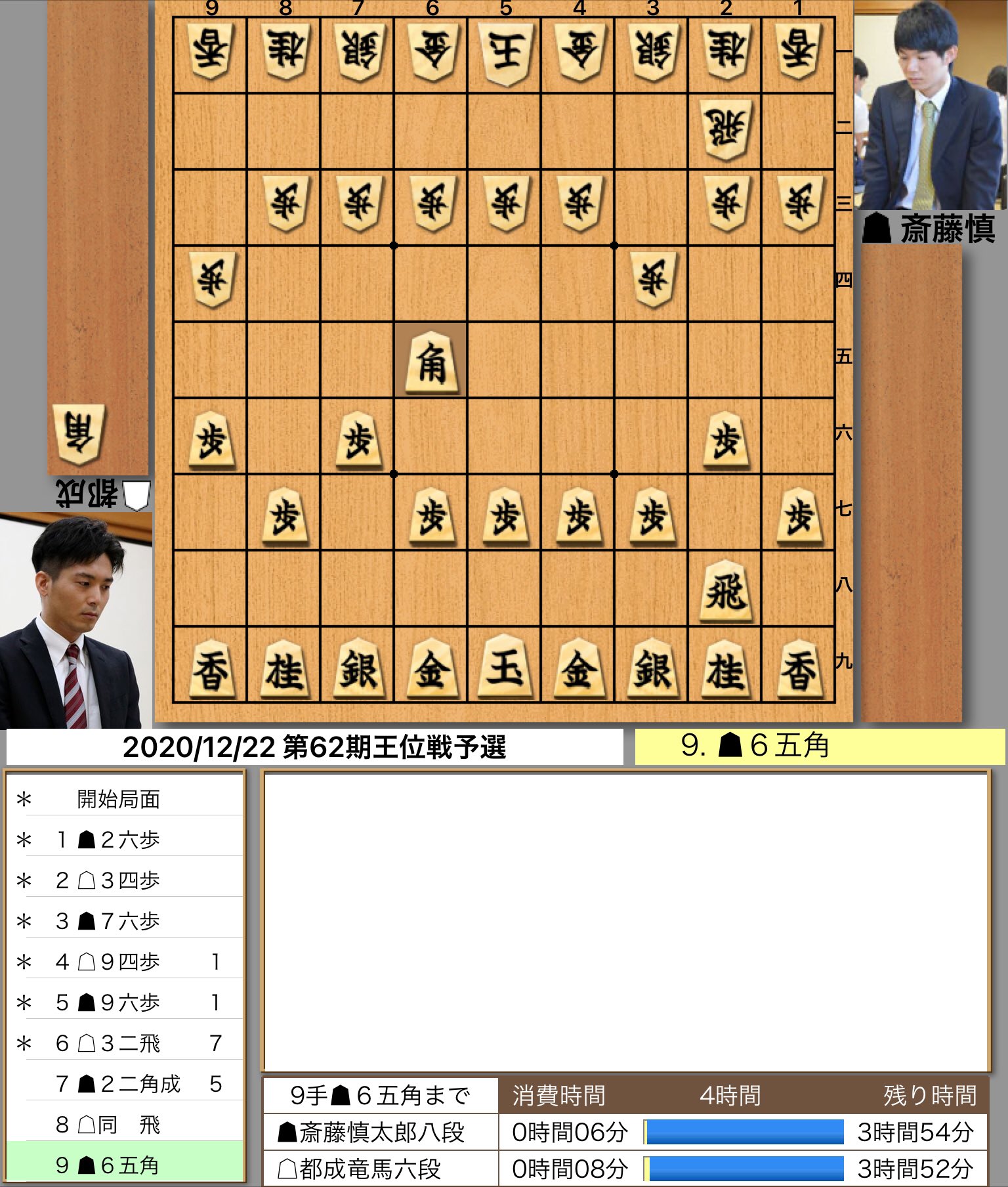 斎藤慎太郎八段 Vs 都成竜馬六段 第62期王位戦 40ch Net