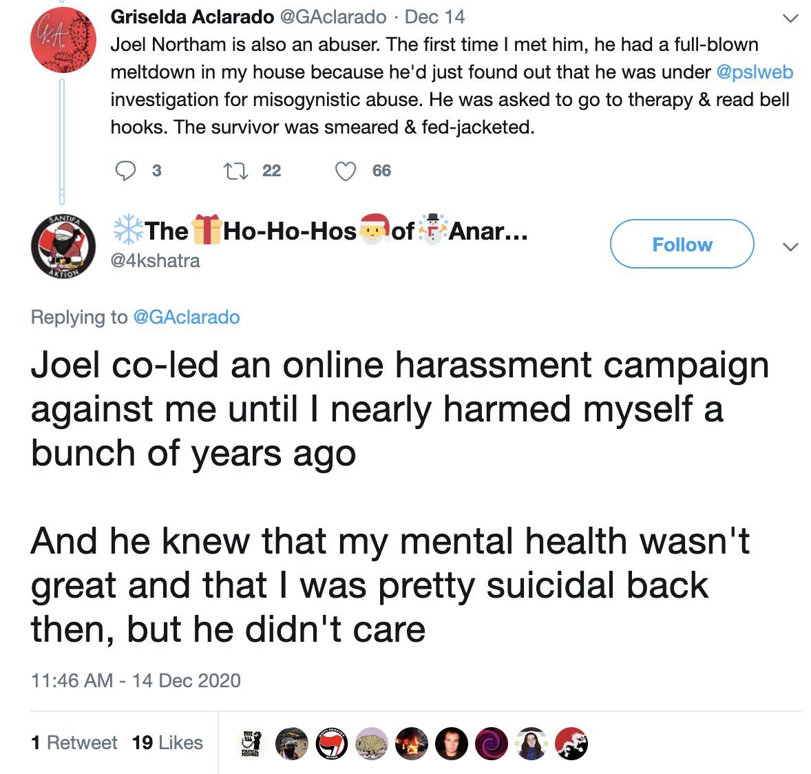 PSL's pinned tweet features  #MeToo   abuser Joel Northam. https://archive.is/C2Q4U  https://archive.is/64rZZ 