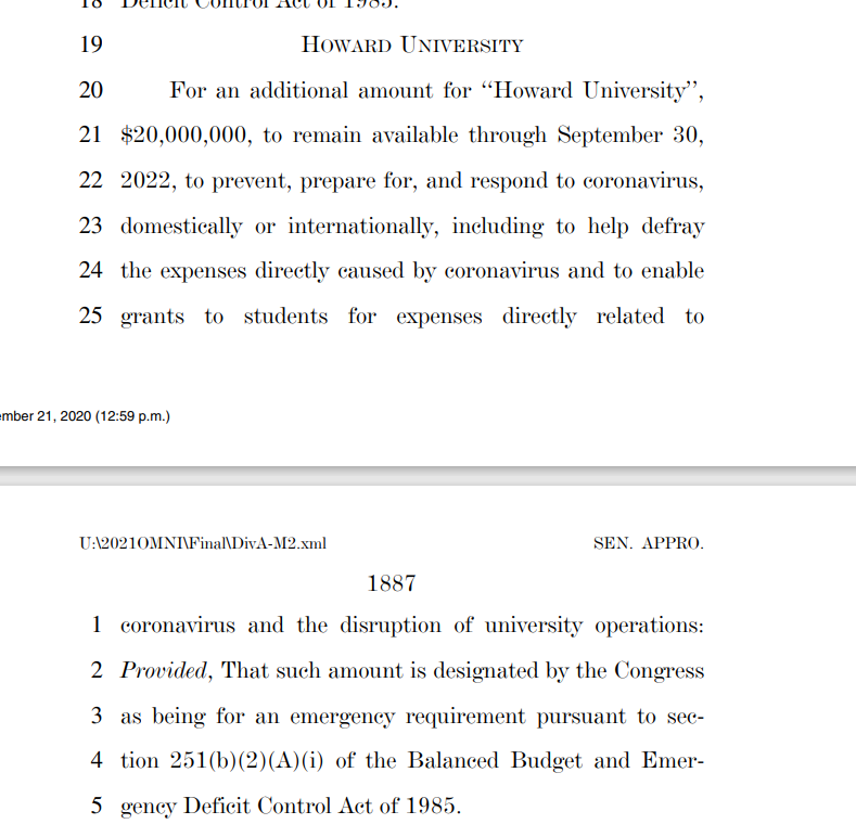 ANOTHER $20,000,000 for Howard university, in addition to the aforementioned $251,000,000