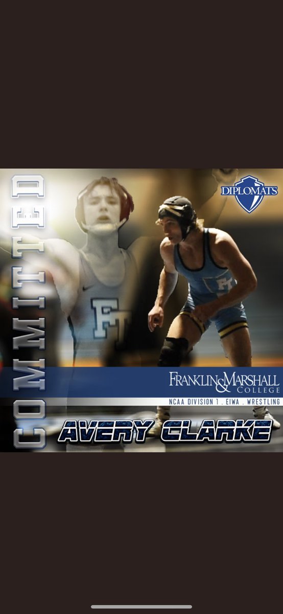 Congratulations to Avery Clarke for his commitment to wrestle at Franklin &amp; Marshall!!!