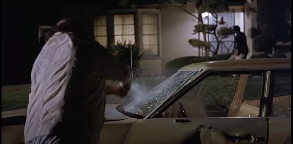 5\\The car belongs to Larry's neighbor. The neighbor then retaliates by smashing up Walter's car.But it's not Walter's car! It's the Dude's!