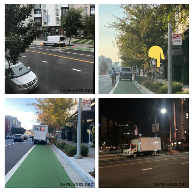 I wonder how many reports are necessary before the SFMTA decides that they need to make changes? These photos do not show a safe bike lane. Is the concern that stopping drivers from parking in the bike lane will force them to park in the bus lane? 3/
