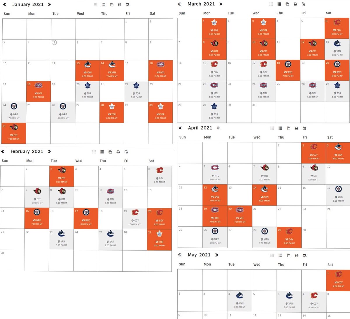 Edmonton Oilers Schedule 202122 Printable IRUCCA