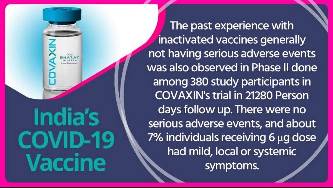 Covaxin has been approved only for emergency cases. The govt will not vaccinate the whole of India with Covaxin & will approve nothing if there's slightest of safety concern. Vaccines are 110 % safe. Some side effects like mildfever, pain & allergy are common for every vaccine.