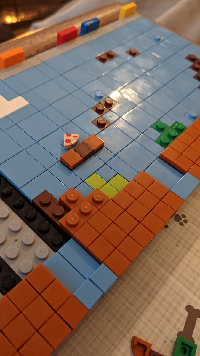 Now that I have that built, it's time to build the Mario scene, and that is being built pixel by pixel by pixel...Painstaking but satisfying!Look at the little painted bricks! The coin  Fiddly but adorable.