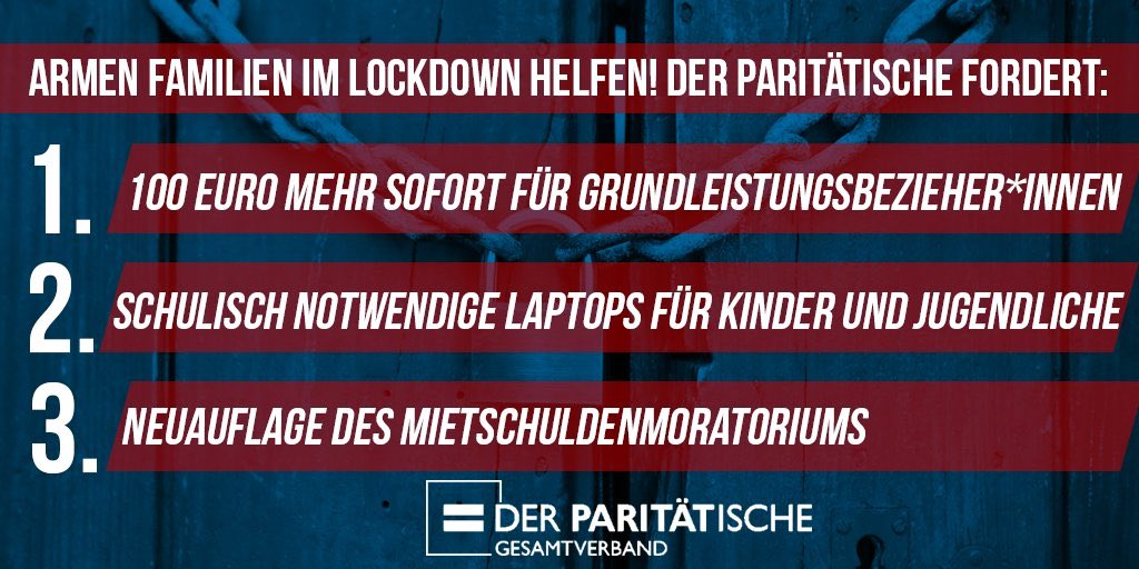 Die Ärmsten dürfen bei dem verlängerten #Lockdown nicht schon wieder im Regen stehenp gelassen werden. Wir brauchen endlich ein #Soforthilfeprogramm! #100EuroMehrSofort #Laptops #Mietschuldenmoratorium