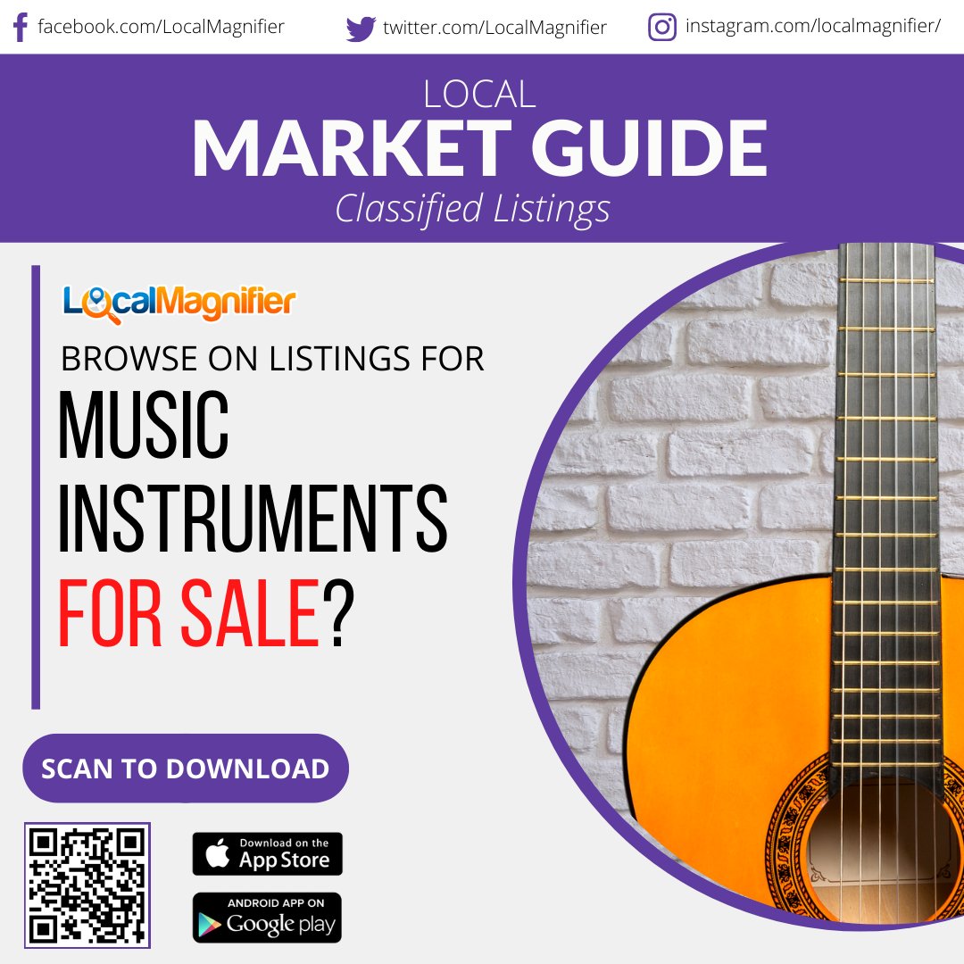 LocalMagnifier's tweet image. Are you a musician? or you want to be a musician? You can find Music Intruments on the classified listings. Browse Market Guide TODAY! Download #LocalMagnifier NOW!

#music #musician #marketguide #community #classifiedlistings