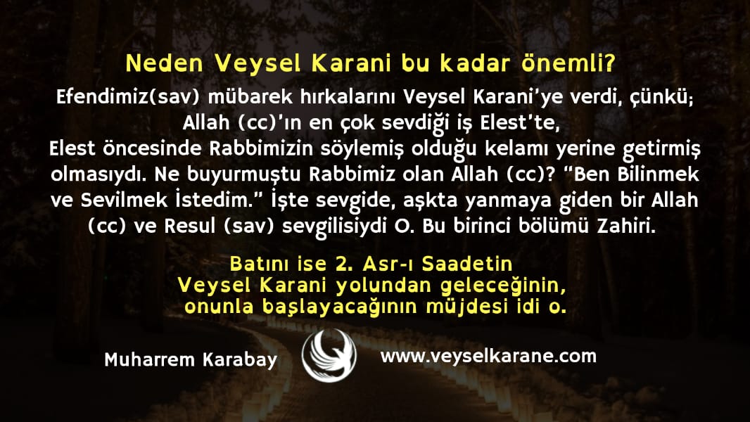 “Üveys'i gördüğünüz zaman hakkınızda yarlığama duasında bulununuz.
Onun duası Allah katından geri dönmez.
Benden Sonra Selamımı ona eriştiriniz.
Hırkamı Üveys'e veriniz.
Sizler de onun gittiği yoldan gidiniz.'

Hz. Muhammed (sav)🌹
#kendimediyorumki #yazık