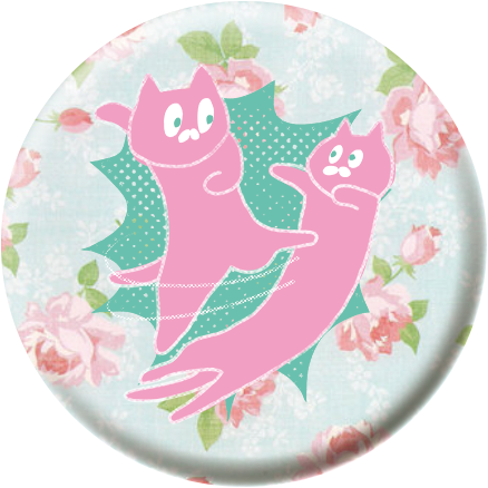 ねこのtシャツやさん 八木マリン ネコキック缶バッジのご紹介 １ ローリングソバット バックスピンしながら相手のボディや顔面に跳び後ろ蹴りを打ち込むプロレス技 ネコキック