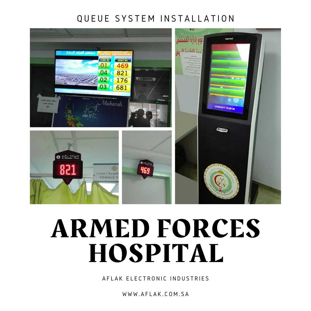 #Queuemanagement System and #Kiosks Installation by #Aflak for one of its Client #ArmedForcesHospital...Visit for product details: aflak.com.sa/en/saudi/retai…
#QueueManagementSystem #QueueSystem #queuemanagement #staysafe #COVID19  #crowdcontrol #customerflow