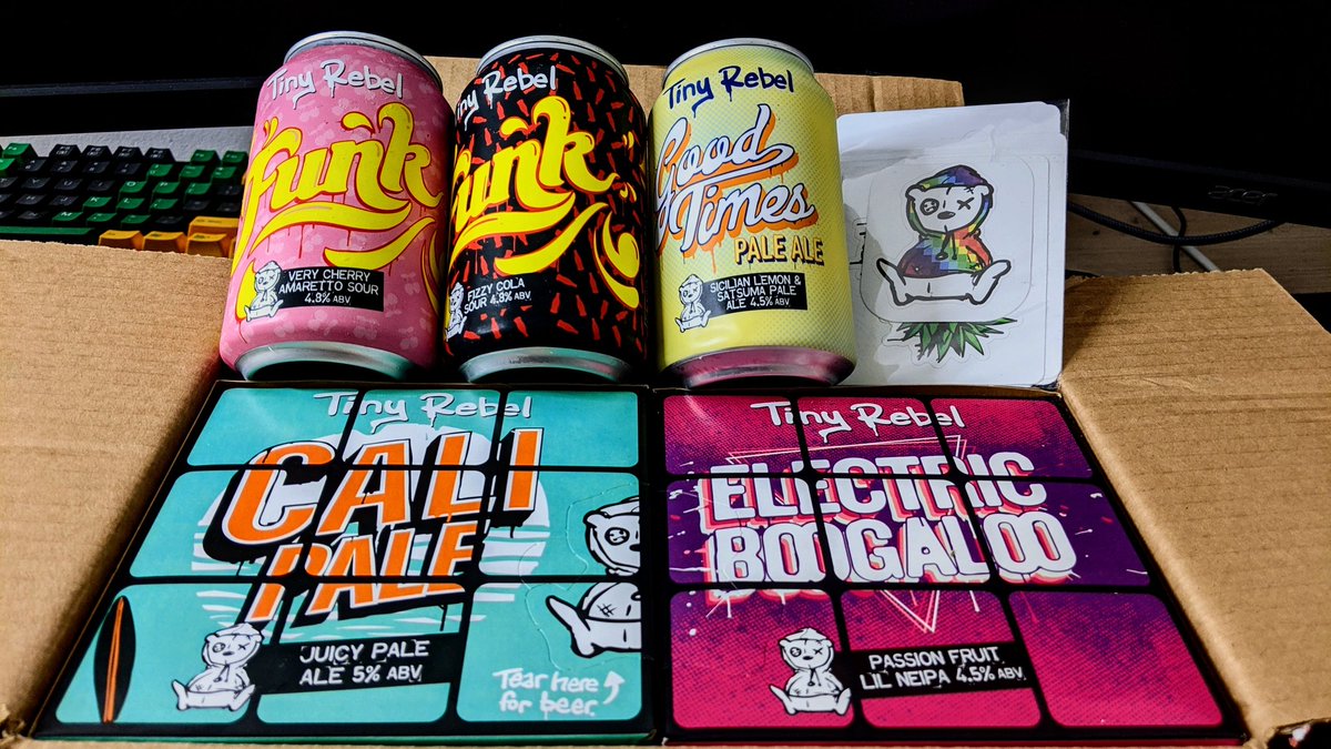 Look what the cat just dragged in 🎉💚

Hell to the Mother Trucker yeah, we got the packaged secured Clan, we'll be having some tasty ones on stream tomorrow 😉

Thanks @tinyrebelbrewco stoked to try out the Funk flavours 🤤

#SponsorViking #TinyRebel