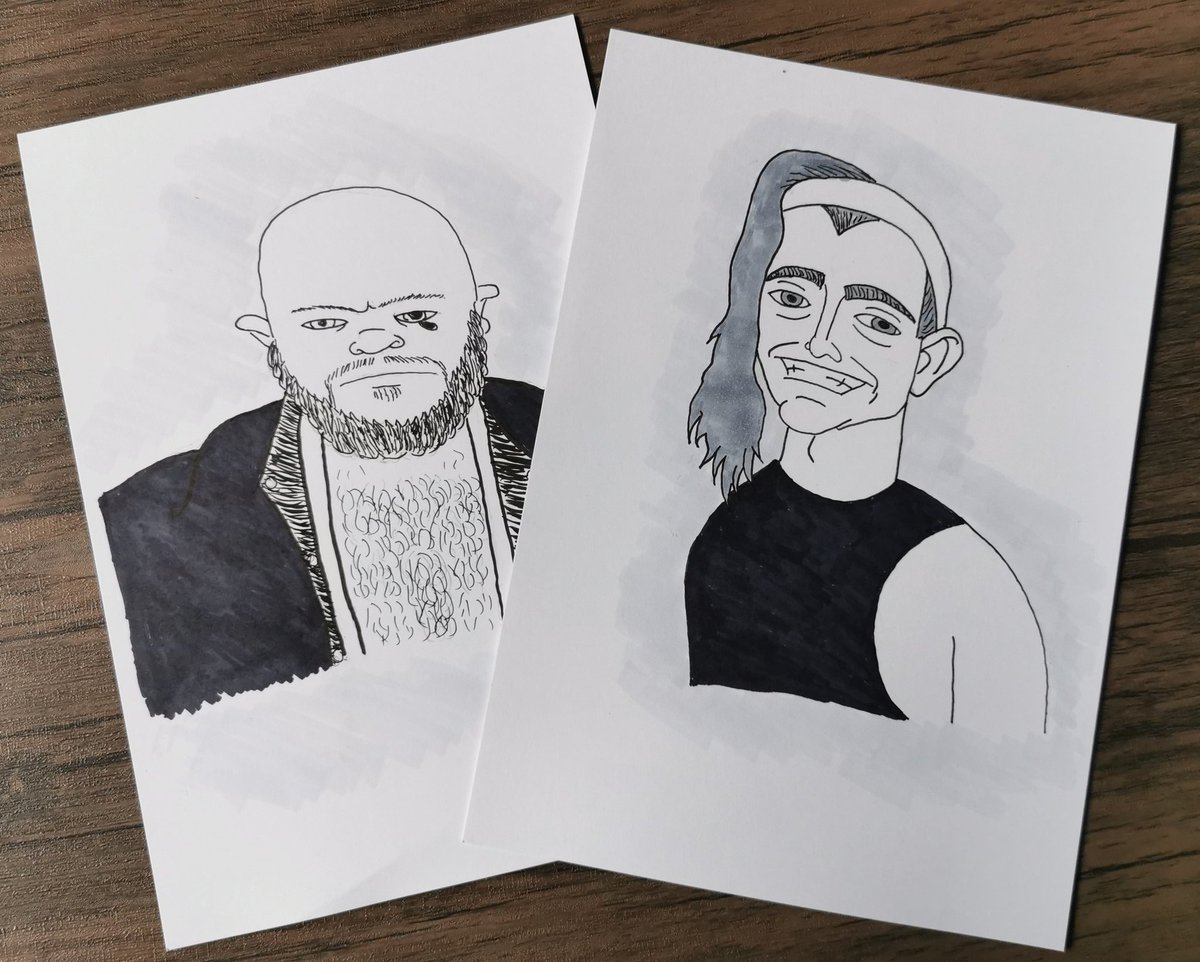 Couple of random doodles. Can you tell who they are? #ArtOfWrestling