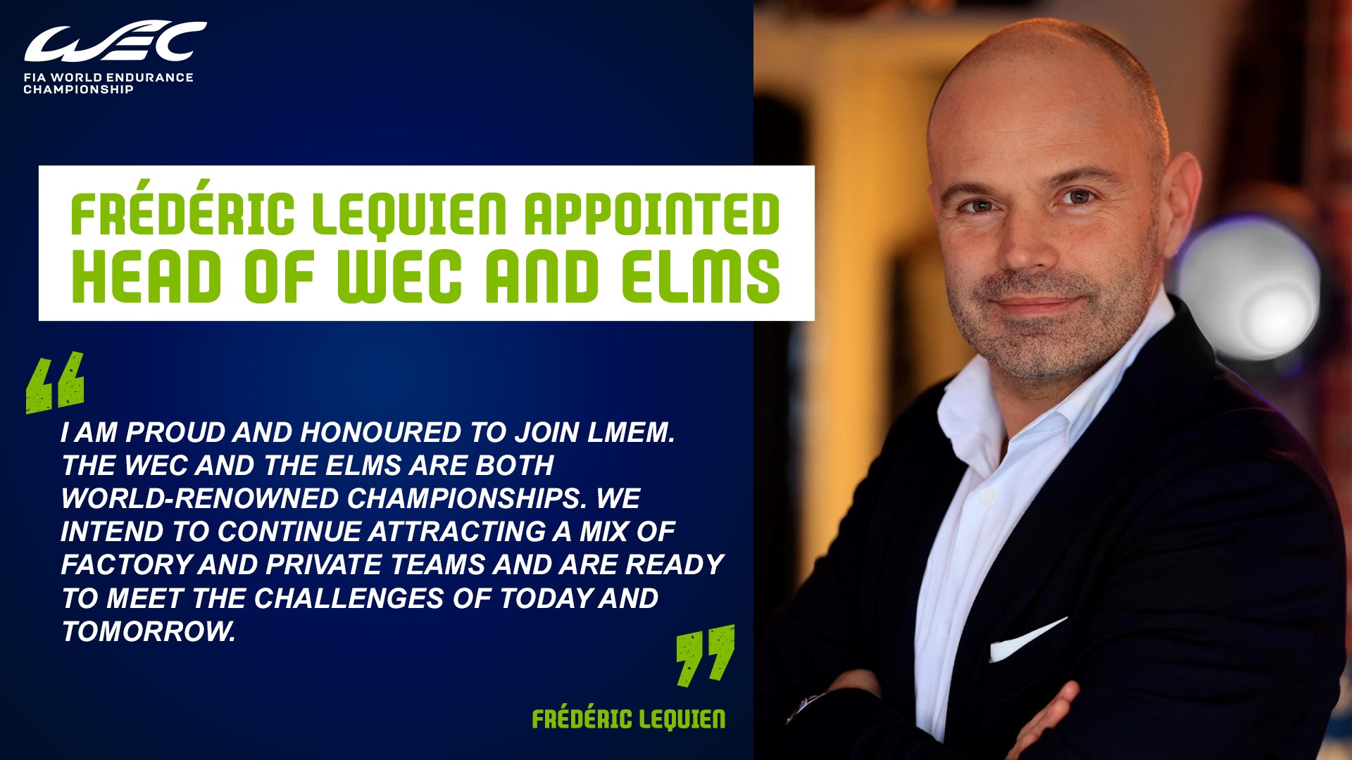 Wec 𝙉𝙀𝙒𝙎 Frederic Lequien Appointed Head Of Fiawec And Europeanlms Read More T Co Lsfk67scuq Wec Elms Wec 𝙉𝙀𝙒𝙎 Frederic Lequien Appointed Head Of Fiawec And Europeanlms Read More T Co Lsfk67scuq Wec Elms