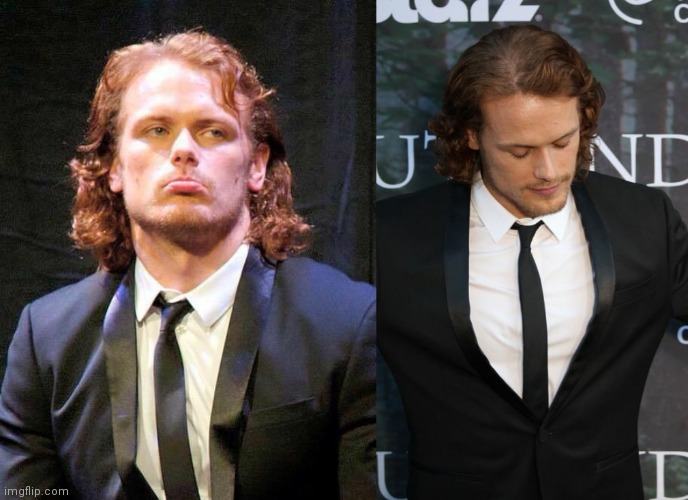 Sam Heughan:"Cute as hell" vs "What the hell"A Thread.