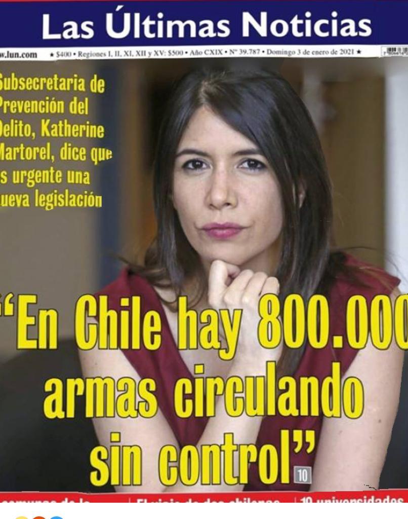 Dichos de <a href="/katymartorell/">Katy Martorell Awad</a> son graves, reflejan brecha profunda entre realidad e ignorancia. En Chile hay 800mil ARMAS INSCRITAS. ¿Se entiende?, instrúyase antes de hablar en la prensa, un poco de responsabilidad es lo que pedimos. <a href="/lucorcas/">LUCORCAS</a> <a href="/Ennio1972/">Ennio Mangiola</a> <a href="/CarlosEMP2071/">Carlos Mendez</a>