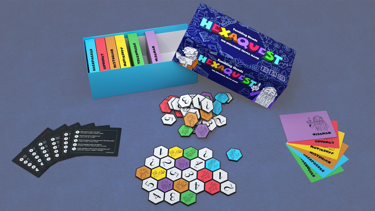 BoardGameBucket's tweet photo. @Hexaquest takes a completely new approach to the much beloved Trivia genre. It is an incredibly easy game to learn with endless ways of customizing the game to your liking and with an amazing deep strategic approach to becoming the victor.

https://t.co/c0DtBP6KaP https://t.co/UUpHhiwzCK