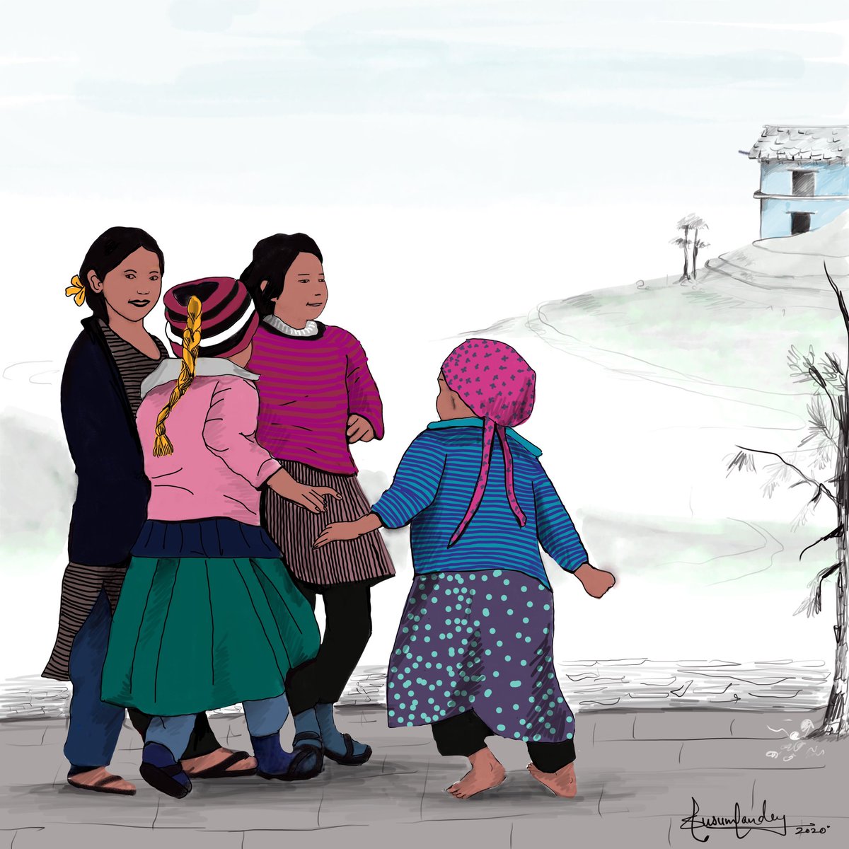 KusumPrintmaker's tweet photo. Title- Childhood memories
#Uttarakhand #hills #pahad #pahadi #himalaya #kumaun #garhwal #uttarakhandculture #uttarakhandart #ipadwork #uttarakhandvillage #uttaranchal #devbhoomi #uttarakhandtourism #uttarakhandbeauty #artist #cultureandtorismministeruttarakhand https://t.co/EO27lxupM9