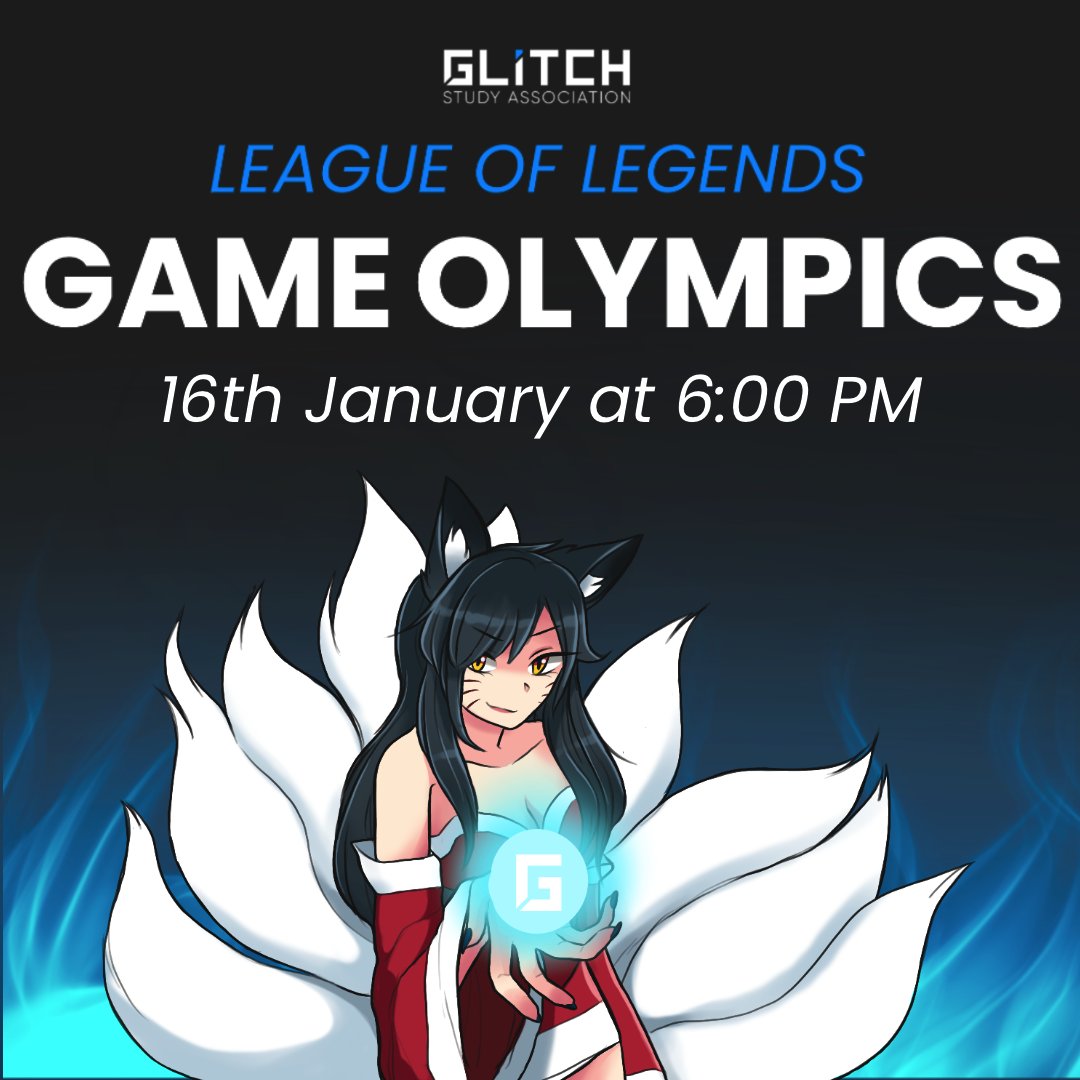 What's up Glitchees?
Hope you enjoyed your Christmas break!

We got a new event ready for the summoners among us.

Sign up as a team or solo and compete for the Game Olympics leader board! 

forms.gle/Wu48DsbieFPhx5…