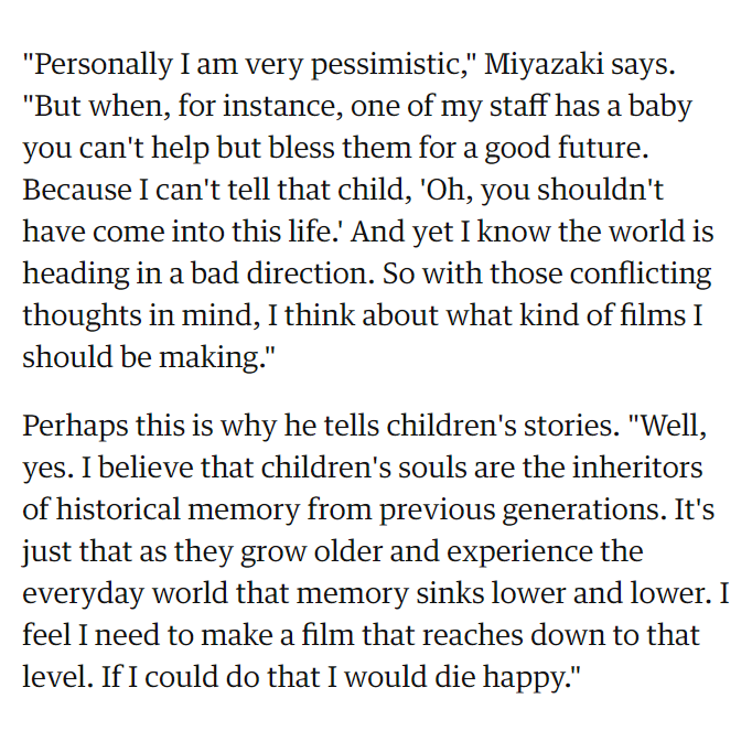 In honor of his 80th birthday, here's a thread of Hayao Miyazaki commenting on each one of his films.