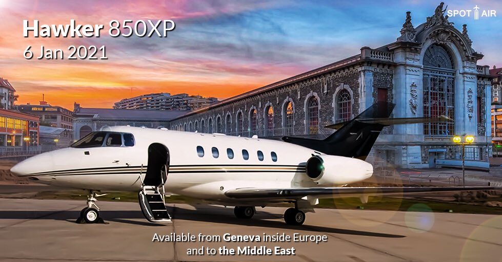 Spot_Group's tweet photo. Be our exclusive guest from #Geneva to #MiddleEast onboard of #Hawker850XP on 6th January.

For booking, contact our sales team: sales@flyspotair.com 

Check our jets availability to other destinations: https://t.co/YJpXsvLeGH 

Fly Safe. Fly in style. https://t.co/CEBtPT9blz