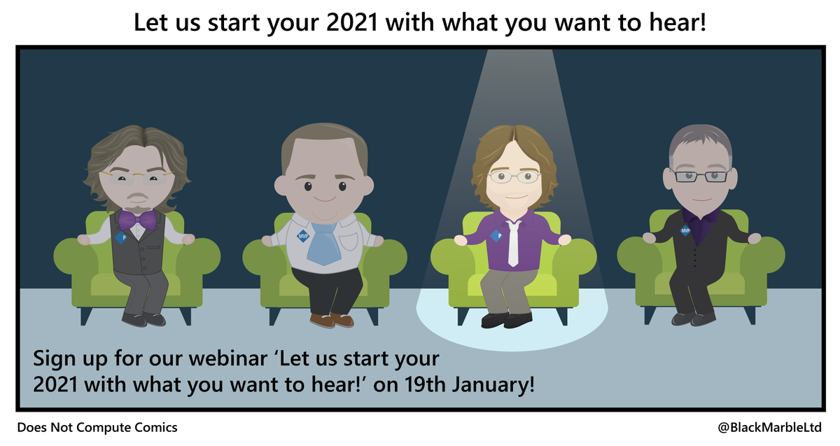 BlackMarble's tweet image. Any questions for @W4050 ? Join us on 19 Jan ! blackmarble.com/events/421 #EssentialGuideToTheCloud #MVPBuzz #DoesNotComputeComics