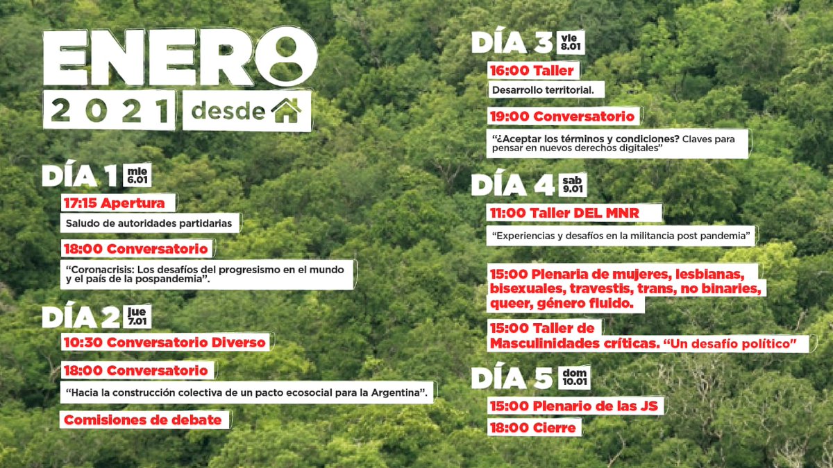 ¡Se viene el #Enero2021! ✊🌹5 días con muchísimas actividades de:
📍formación
📍espacios de debate político
📍y talleres
📲 Prepará tu notebook, tu celu, o lo que tengas a mano para conectarte a esta experiencia única en todo el país!
❗Inscribite acá 👇
forms.gle/wygwNGVkJMHH4B…