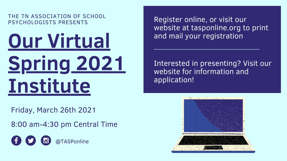 Save the date for our virtual Spring Institute on Friday, March 26th! Early registration for TASP members is only $50.

Visit tasponline.org to register, or to apply to present!