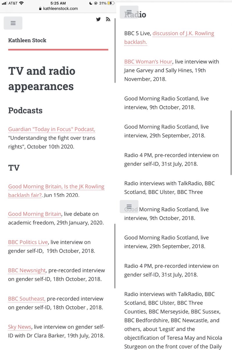 In that time Stock has been so terribly “silenced” and “oppressed” by “trans rights activists” that she has received multiple positive (inter)national features in the Guardian, been interviewed by several podcasts/online outlets, and has made numerous appearances on radio and TV.