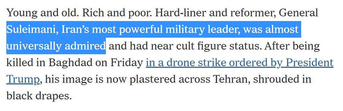 5)All the while,  #Iran apologists/lobbyists, such as  @farnazfassihi of the  @nytimes, go the distance in glorifying Qassem Soleimani.“popular general”“almost universally admired”Oh, and the poor guy loved poetry...