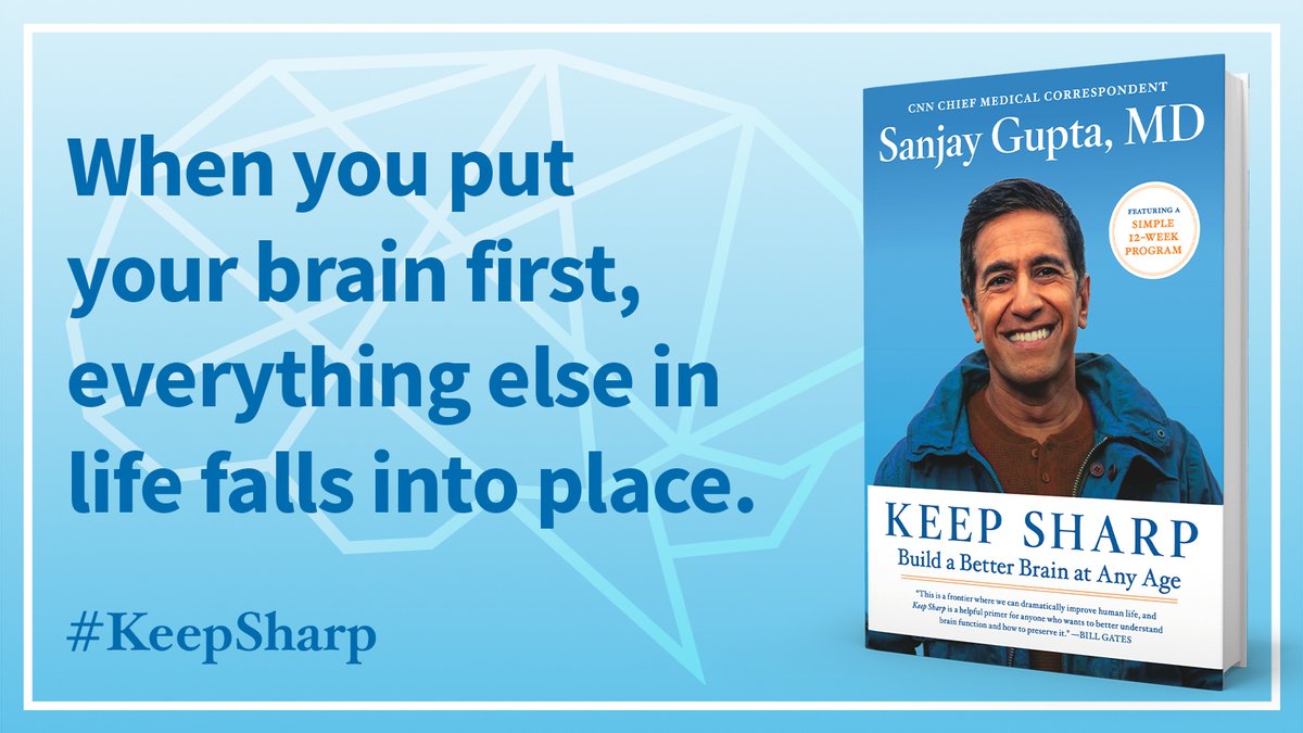 drsanjaygupta's tweet image. I have had a long-standing love affair with the brain. As a neurosurgeon, I admit I’m biased, but I truly believe all roads to health and happiness start with the brain. And, unlike other organs, your brain can in fact grow sharper as you age. That’s why I wrote #KeepSharp