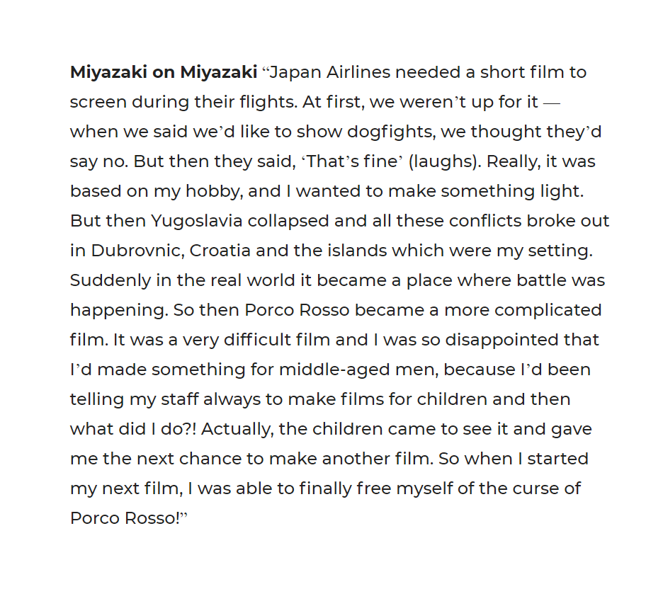 Miyazaki on Porco Rosso https://www.empireonline.com/movies/features/hayao-miyazaki/