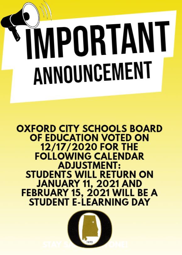 Hope everyone has had a great break! Just a reminder students will return to school on Jan 11th. (A rotation - face to face, B rotation - remote learning day) Cannot wait to see everyone!