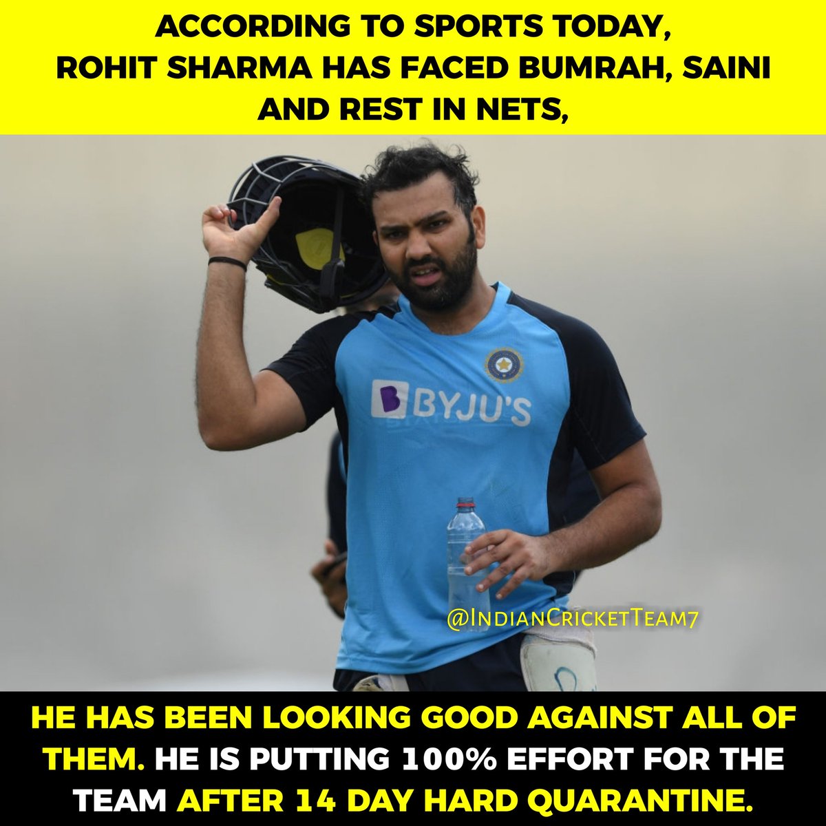 Indiancricteam7's tweet photo. Hitman Is Ready To Roar🔥
.
#RohitSharma #AUSvIND #AUSvINDtest #TeamIndia @ImRo45 https://t.co/KcdZ0WSbFj