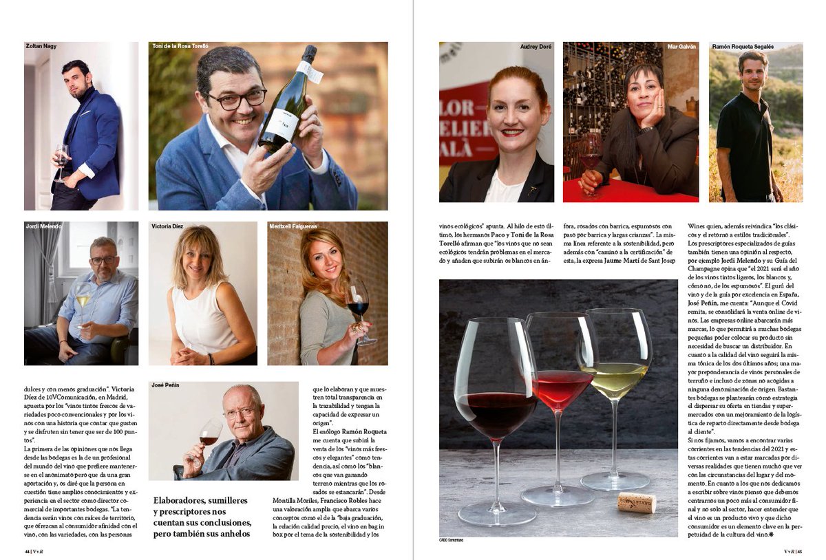Mi artículo en <a href="/revistavinos/">Vinos Restaurantes</a> Tendencias para el 2021 🍷🍷
Gracias por la colaboración a <a href="/winesandthecity/">Meritxell Falgueras</a>  <a href="/ZoltanCsabaNagy/">𝐙𝐨𝐥𝐭𝐚𝐧 𝐍𝐚𝐠𝐲</a> <a href="/Mar_galvan/">Mar Galván © 🍷</a> <a href="/soleginsua/">Sole G.Insua</a> <a href="/10vcomunicacion/">10vcomunicacion</a> <a href="/TorelloViticult/">Torelló</a> <a href="/RamonRoqueta/">Ramon Roqueta</a> <a href="/Robles_Eco/">Francisco Robles</a> <a href="/JaumeMarti27/">Jaume Martí</a> <a href="/JordiMelendo/">Jordi Melendo</a> <a href="/JosePeninS/">José Peñín</a>