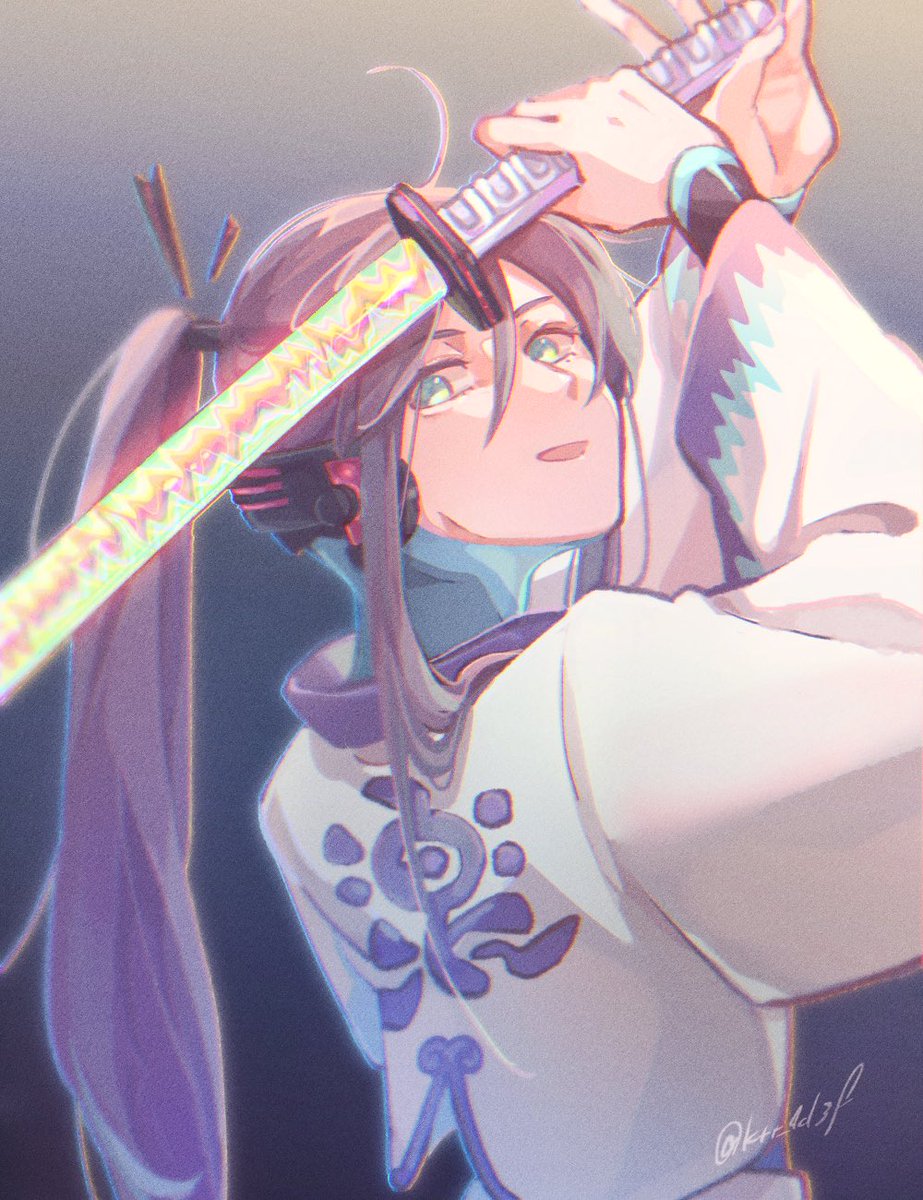 kamui gakupo 1boy weapon sword male focus purple hair solo holding  illustration images