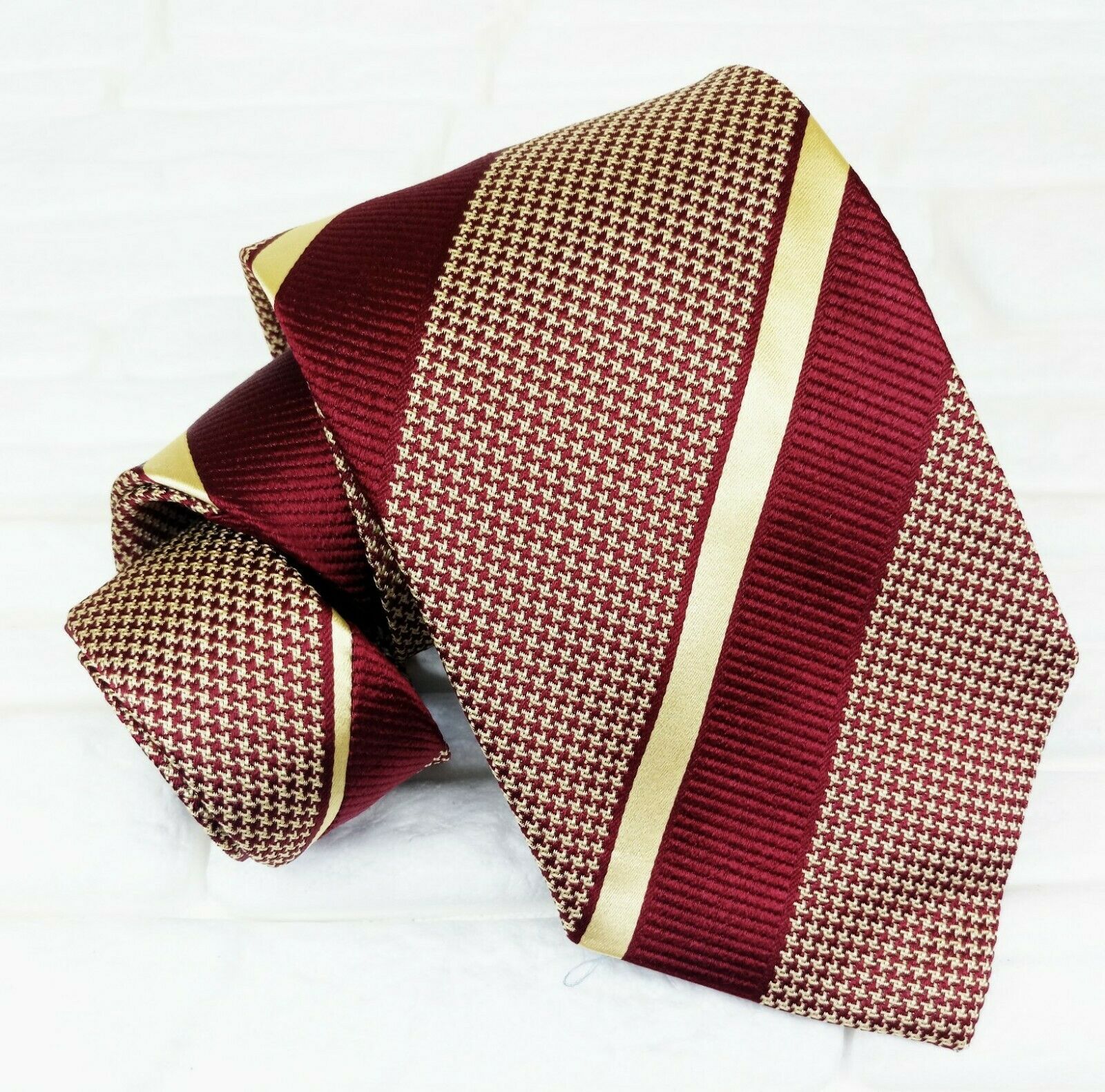 Wide necktie 100% silk striped red Morgana Italy wedding business mens ties 