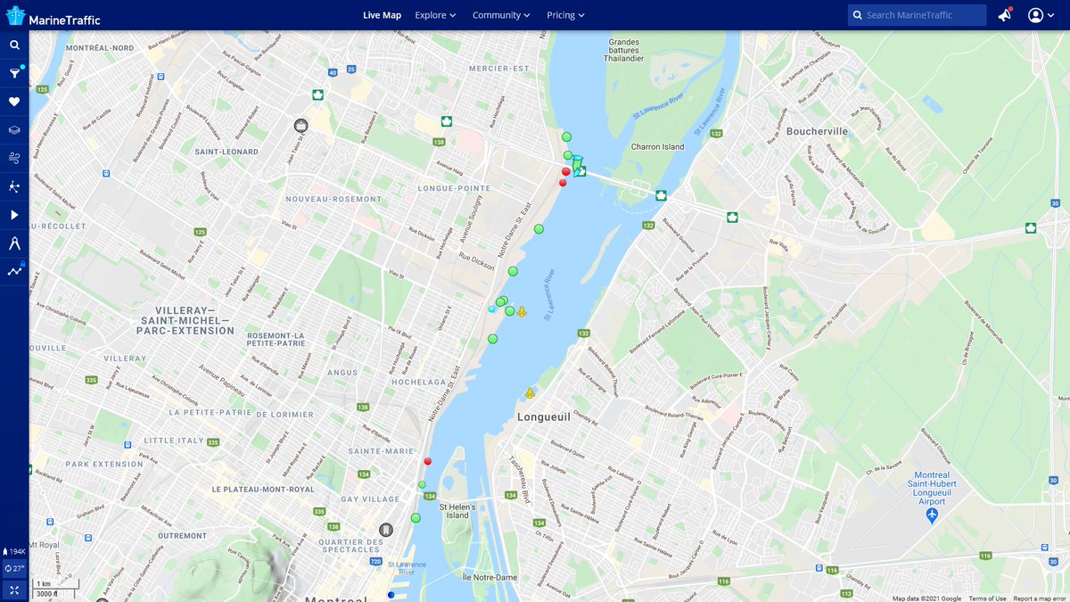 2021’s first vessels to reach Canadian port
 
The🥇vessel to arrive at the port of Montreal in the morning of Jan 1, 2021 was a 🇨🇦crude oil tanker the Espada Desgagnes which departed the port of Quebec.🥈was the Atlantic Spirit, a 🇲🇭oil/chemical tanker &amp; 11 more vessels followed.