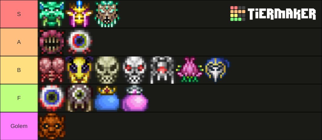 r/Terraria 🌳 on X: Ranked the bosses based on difficulty. Agree?    / X