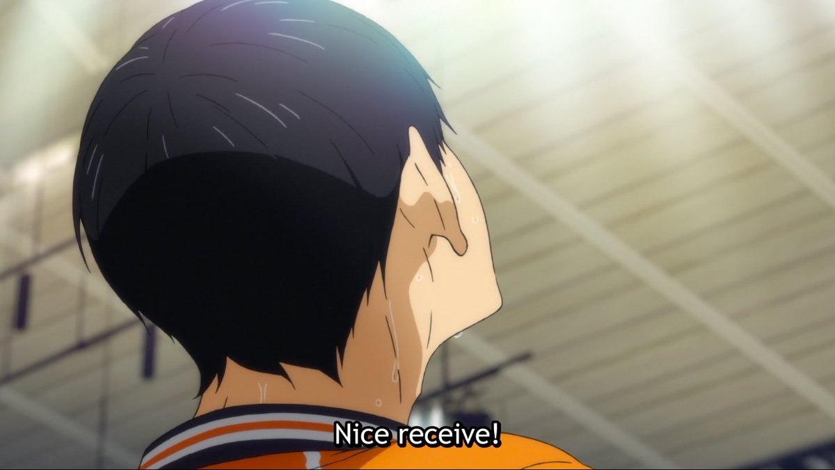 it's things like this w furudate's storytelling of the MCs dynamic that's delightful. kageyama's face tends to be obscured following major events w hinata e.g. stellar receives showing his growth at defence. thus, these are moments of the gap narrowing between them in vball + 