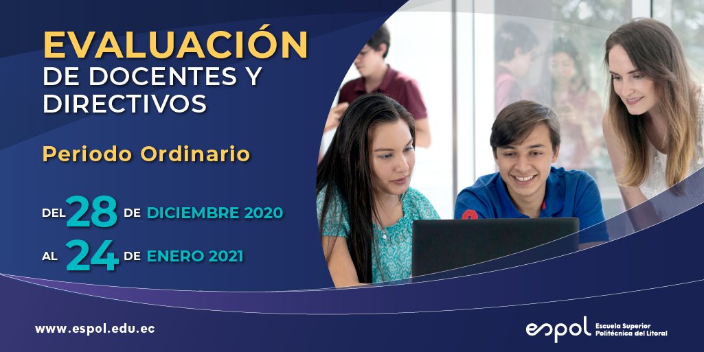 espolfimcp's tweet photo. Estudiantes, estamos en periodo de evaluación a docentes y directivos de la ESPOL. Recuerden que deben cumplir con este proceso para evitar inconvenientes durante su registro para el siguiente término académico. Ingresen al sistema: https://t.co/Wr1lzorPYh https://t.co/0m2eCjOZUb